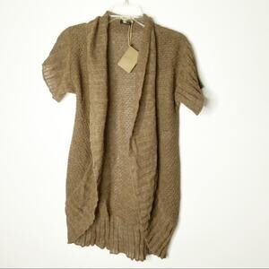 NWT Novica Brown Short Sleeve Peruvian Baby Alpaca‎ Cocoon Cardigan Size Small
